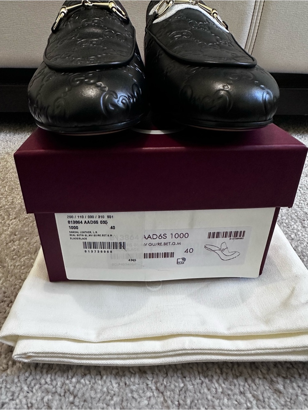 New GUCCI Women’s GG Embossed Leather Horsebit Mule Loafers -10 - Picture 5 of 7